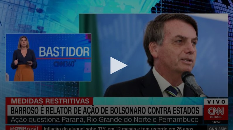 Barroso é sorteado relator de ação de Bolsonaro contra medidas de estados